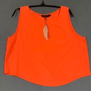 New‎ Women's Tank Top Sleeveless Orange Flowy Blouse Size Large